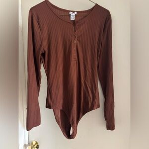 Rue21 Chocolate Ribbed Bodysuit